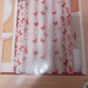 SHOWER CURTAIN PEVA EVA WHITE WITH BUTTERFLIES NEW